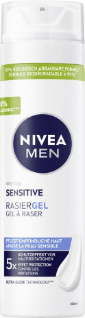 NIVEA MEN Sensitive Rasiergel, 200 ml, Нивеа Мужской гель для бритья, экстракт ромашки, для чувствительной кожи, 0% спирта, 200 мл
