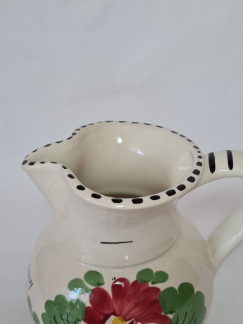 Кувшин винтажный Decorato Amano, керамика с ярким цветочным рисунком, ручная работа, 15,5 x 17,5 см, Италия, 1960-70гг.