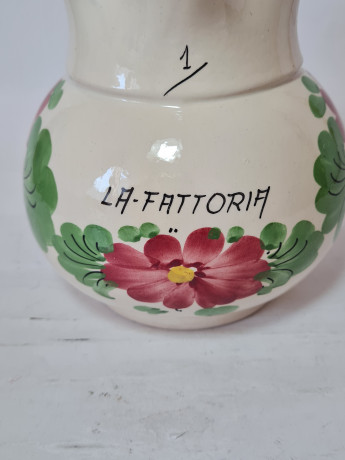 Кувшин винтажный Decorato Amano, керамика с ярким цветочным рисунком, ручная работа, 15,5 x 17,5 см, Италия, 1960-70гг.