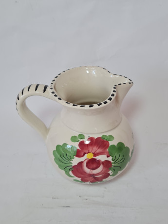 Кувшин винтажный Decorato Amano, керамика с ярким цветочным рисунком, ручная работа, 15,5 x 17,5 см, Италия, 1960-70гг.