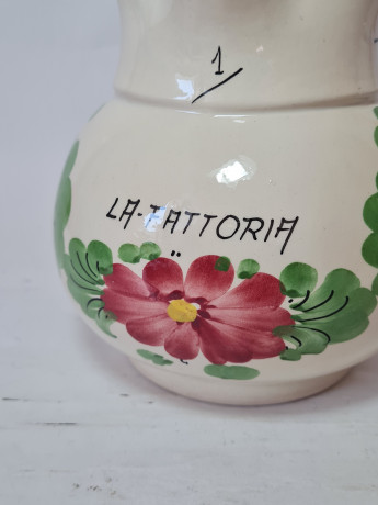 Кувшин винтажный Decorato Amano, керамика с ярким цветочным рисунком, ручная работа, 15,5 x 17,5 см, Италия, 1960-70гг.