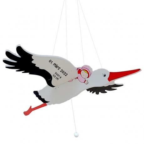 goki Schwingtier Storch rosa mit Name personalisiert Качающийся аист