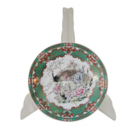 Тарелка декоративная винтажная Due с изображением павлина, фарфор, 15 см, Германия, 1960-70гг.