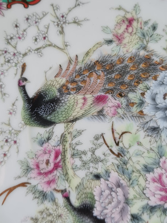 Тарелка декоративная винтажная Due с изображением павлина, фарфор, 15 см, Германия, 1960-70гг.