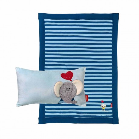 sigikid Baby Kuscheldecke  Kissen Set 2-tlg. Elefant Lolo Lombardo blau Spieldecken Комплект подушек для детского одеяла из 2-х предметов. Синий игровой коврик Elephant Lolo Lombardo