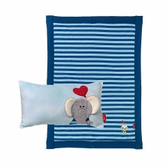 sigikid Baby Kuscheldecke  Kissen Set 2-tlg. Elefant Lolo Lombardo blau Spieldecken Комплект подушек для детского одеяла из 2-х предметов. Синий игровой коврик Elephant Lolo Lombardo