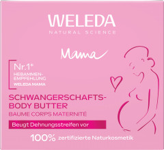 WELEDA MAMA Schwangerschafts-Body Butter, 150 ml, Крем-масло Mama для ухода за кожей тела во время беременности с центеллой, ши и какао, 150 мл