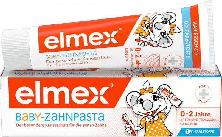 elmex Zahnpasta Baby, 0-2 Jahren, 50 ml, Детская зубная паста Baby для первых зубов с фторидом, 0–2 года, 50 мл