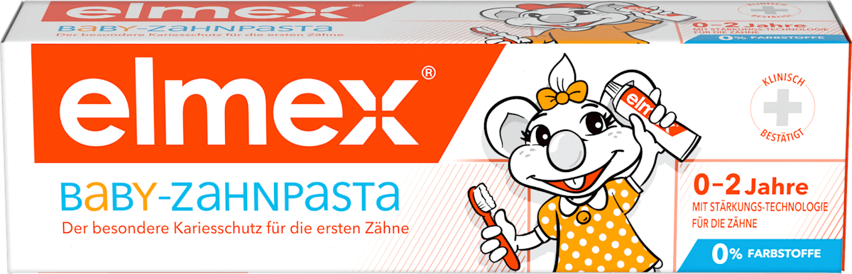 elmex Zahnpasta Baby, 0-2 Jahren, 50 ml, Детская зубная паста Baby для первых зубов с фторидом, 0–2 года, 50 мл
