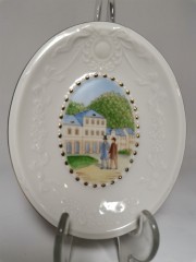 Pirken Hammer Gentlemen, Пиркен Хаммер Декоративная винтажная тарелка &quot;Встреча джентльменов&quot;, фактурный фарфор, 14см х 11см, Чехословакия 1950г.