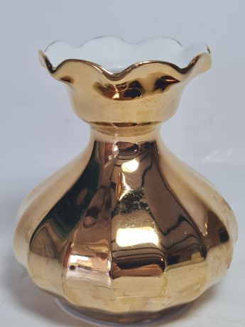 Подсвечник винтажный Wundsiedel Bavaria в золотом, фарфор, 10 х 8 см, Германия, 1970-80гг.