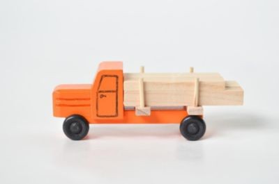 Holzspielzeug Lastenauto Langholz orange Деревянный игрушечный грузовик длинного дерева оранжевый