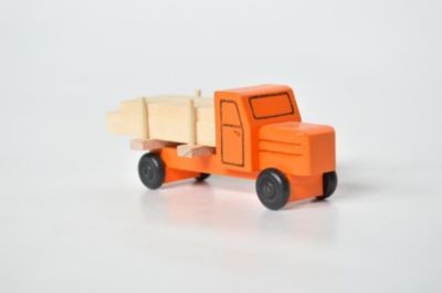 Holzspielzeug Lastenauto Langholz orange Деревянный игрушечный грузовик длинного дерева оранжевый