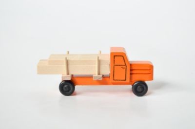 Holzspielzeug Lastenauto Langholz orange Деревянный игрушечный грузовик длинного дерева оранжевый