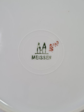 Чайное трио винтажное Meissen с фиолетовыми цветочками, фарфор, Германия, 1960-70гг.