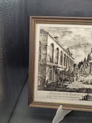 Репродукция гравюры винтажная Dieter Kessel &quot;Перспектива. Фасад Дрезденской галереи&quot;, в раме, под стеклом, 30.5 х 22.5 см, Германия, 1960-70гг.