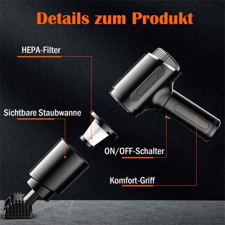 Yoyaxi Akku-Handstaubsauger Leistungsstarker Autostaubsauger, Nass-/Trocken-Handreinigung, kabellos, starke Saugkraft  еспроводной ручной пылесос Yoyaxi Мощный автомобильный пылесос, влажная/сухая ручная уборка, беспроводной, сильное всасывание