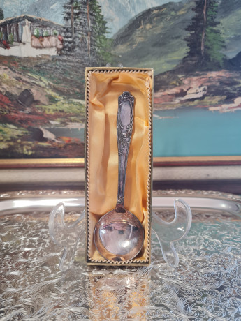 Ложка серебряная винтажная Jami-Favorit в заводской коробке с паспортом изделия, 17 x 6 см, Германия, 1960-70гг.