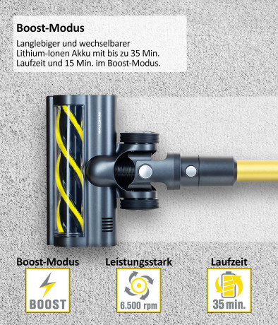 Genius Genius Akku-Stielstaubsauger INVICTUS X8 Akku Hand Staubsauger Deluxe Set 23tlg. mit Wischmopp, Beutellos HEPA Filter, Akkusauger Aufbewahrungs- und Ladestation Nassreinigung LED Licht Беспроводной ручной пылесос Genius INVICTUS X8, роскошный ручн