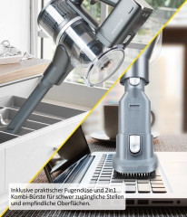 Genius Genius Akku-Stielstaubsauger INVICTUS X8 Akku Hand Staubsauger Deluxe Set 23tlg. mit Wischmopp, Beutellos HEPA Filter, Akkusauger Aufbewahrungs- und Ladestation Nassreinigung LED Licht  Беспроводной ручной пылесос Genius INVICTUS X8, роскошный ручн