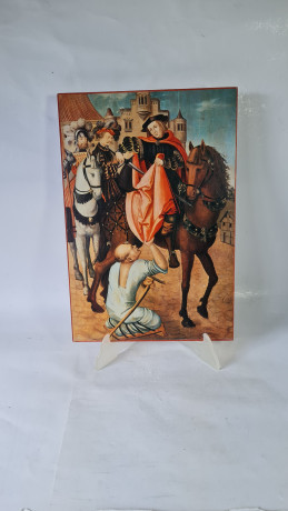 Картина винтажная "Святой Мартин и нищий" / Клаус Г.Бейер, 35 x 23,5 см, Германия, 1960-70гг.