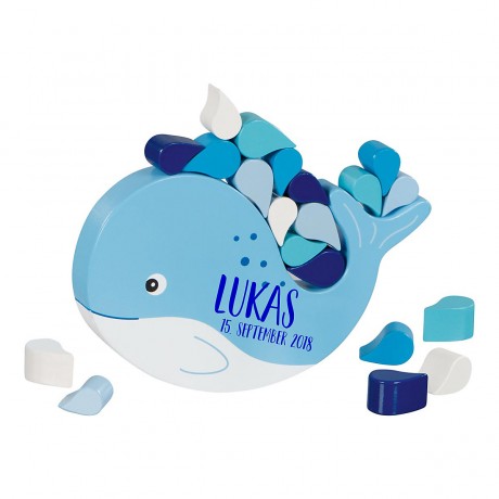 goki Balancierspiel Wal mit Name personalisiert Балансирующая игра с китами