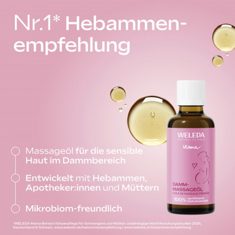 WELEDA MAMA Damm Massageoel, 50 ml, Масло Mama для массажа промежности при подготовке к родам, с 34-й недели беременности, 50 мл