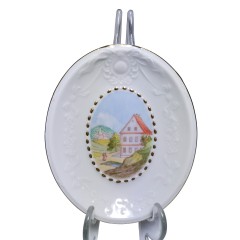 Pirken Hammer Gentlemen, Пиркен Хаммер Декоративная винтажная тарелка &quot;Возвращение домой&quot;, фактурный фарфор, 14см х 11см, Чехословакия 1950г.