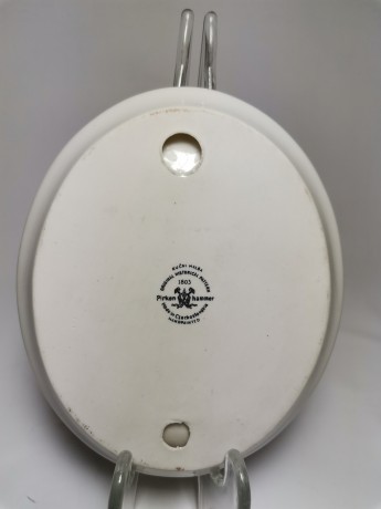 Pirken Hammer Gentlemen, Пиркен Хаммер Декоративная винтажная тарелка "Возвращение домой", фактурный фарфор, 14см х 11см, Чехословакия 1950г.