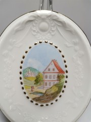 Pirken Hammer Gentlemen, Пиркен Хаммер Декоративная винтажная тарелка &quot;Возвращение домой&quot;, фактурный фарфор, 14см х 11см, Чехословакия 1950г.