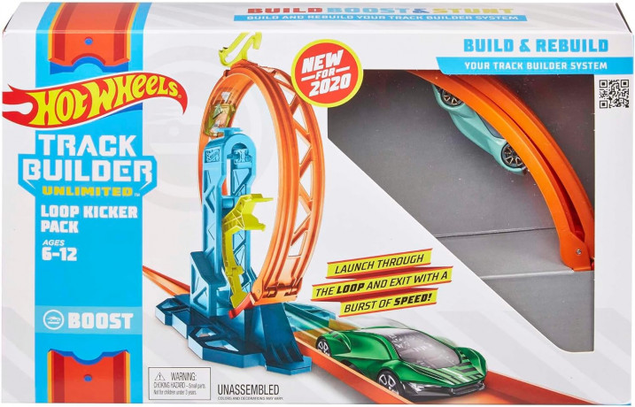 Hot Wheels Track Builder Unlimited Looping-Kicker-Set Неограниченный набор премиальных кикеров с петлей, гоночная трасса