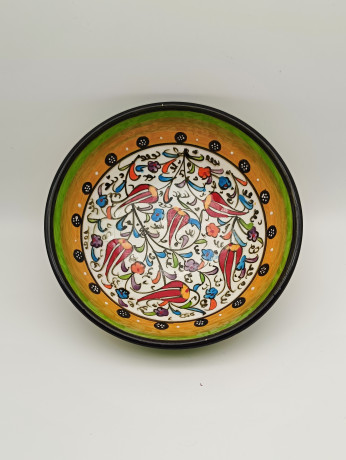 Тарелка сервировочная винтажная Im Stil Apollon / Коллекция Millenium, с ярким декором в турецком стиле, ручная роспись, керамика, 15.5 х 6 см, Германия, 1980-90гг.