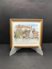 Картина винтажная Gunter Bottger &quot;Вид из дома Дюрера и замок Кайзербург (Нюрнберг)&quot;, цветная графика, в раме, 18.5 х 16.5, Германия, 1980-90гг.