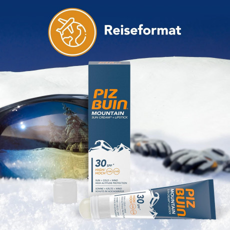 Piz Buin 2in1 Mountain Sonnencreme + Lippenpflege LSF 30, 2в1 Горный солнцезащитный крем SPF 50 + уход за губами SPF 30
