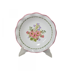 Gollhammer Keramik Керамическое глубокое сервировочное блюдо "Полевые цветы" в розово-бордовых тонах, 22,5 x 6 см, Германия, 1960-70гг.