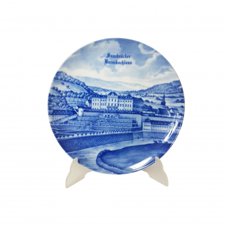 Furstenberg Декоративная тарелка в бело-синих тонах "Замок Штенгель в Саарбрюкке", 24 x 2,5 см, Германия, 1960-70гг.