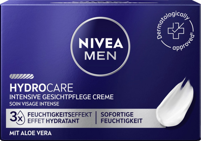 NIVEA MEN HydroCare Intensive Feuchtigkeitscreme, 50 ml, Нивеа Мужской крем для лица, масло ши и пантенол, 48ч интенсивное увлажнение, 50 мл