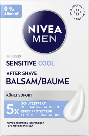 NIVEA MEN Sensitive Cool After Shave Balsam, 100 ml, Нивеа Мужской бальзам после бритья охлаждающий, экстракт ромашки и ментол, для чувствительной кожи, 0% спирта, 100 мл