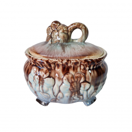 Сахарница винтажная Im Stil S&G Scheurich с крышкой, с цветочным декором, керамика, 11 x 15 см, Германия, 1960-1970гг.