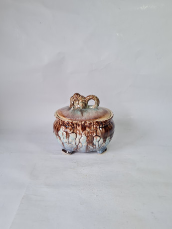 Сахарница винтажная Im Stil S&G Scheurich с крышкой, с цветочным декором, керамика, 11 x 15 см, Германия, 1960-1970гг.