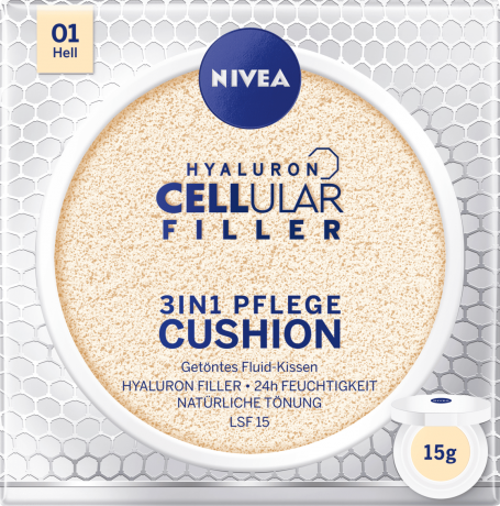 NIVEA Cushion Hyaluron CELLular Filler 3in1 Pflege, Hell, 15 g Нивея Тонирующий Флюид, оттенок 01 Hell 