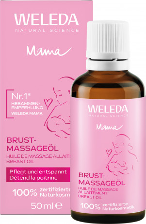 WELEDA MAMA Brust Massageoel, 50 ml, Масло Mama для массажа груди во время беременности и грудного вскармливания, 50 мл