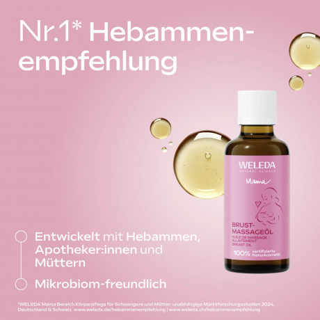WELEDA MAMA Brust Massageoel, 50 ml, Масло Mama для массажа груди во время беременности и грудного вскармливания, 50 мл