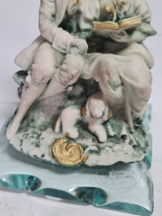 Статуэтка винтажная Arte Murano Linea &quot;Влюбленная пара&quot; на стеклянном основании, керамика/стекло, 11 х 14 см, Италия, 1960-70гг.