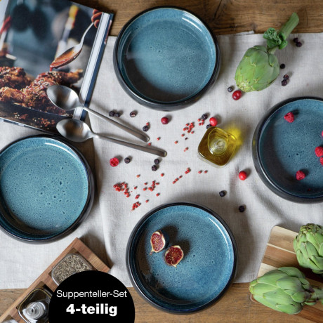 Moritz & Moritz Moritz & Moritz  Suppenteller 4-tlg. REACTIV blau Суповые тарелки Moritz &amp; Moritz 4 шт. РЕАКТИВНЫЙ