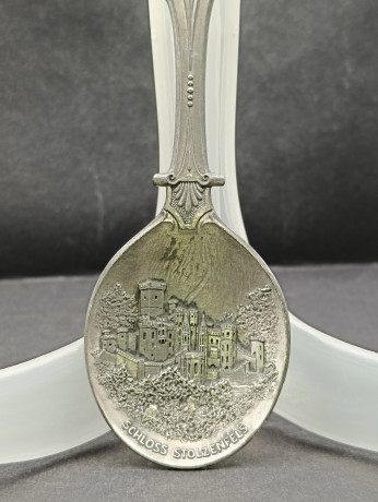 Ложка винтажная WMF Zinn "Замок Штольценфельс", юбилейная, олово, 19 см, Германия, 1987 год.