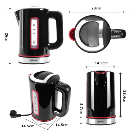 Duronic Duronic Wasserkocher, EK30 BK Wasserkocher 3000 Watt, 1,5 L, Thermostat Warmhaltefunktion  Чайник Duronic, чайник EK30 BK 3000 Вт, 1,5 л, термостат, функция поддержания тепла