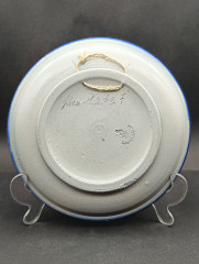 Тарелка декоративная винтажная Wico &quot;Триер&quot; в бежево-синих тонах, керамика, 19 см, Германия, 1960-70гг.