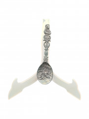 Ложка винтажная Jan Steen Pewter, сувенирная, с объемным декором, фигурками на ручке, олово, 17.5 см, Голландия, 1950-60гг.