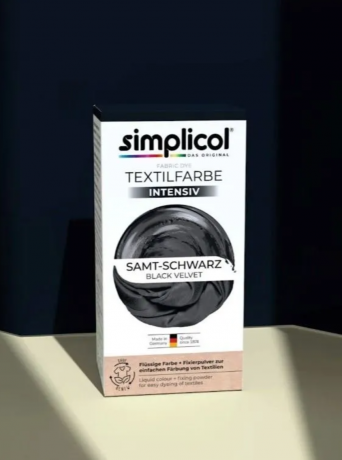Simplicol Samt-Schwarz Краска для ткани чёрная  интенсивная, жидкая, для стиральной машины 40 , 150 мл + фиксатор 400 г
